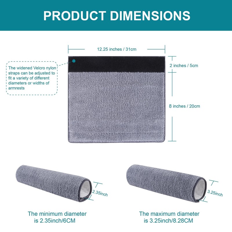 2 Pcs Wheelchair Armrest Pads Covers - Widened Self Adhesive