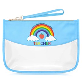 Sazuwu Teacher Appreciation Gifts for Women Blue Makeup Bag Thank You Teacher Gifts from Kids Cosmetic Travel Bag Organizer Teacher's Gifts for Valentine's Day Birthday Graduation