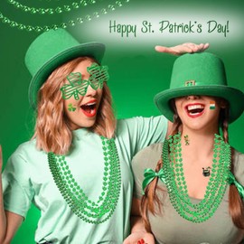 150PCS St Patricks Day Accessories, St. Patrick's Day Glasses Bracelets Tattoos Beads, Shamrock Saint Patricks Parade Throw, Irish Glasses Bracelets Tattoos Beads Stuff Bulk, Party Favor Decorations