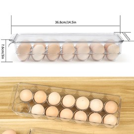 Egg Container for Fridge, Egg Holder, Egg Box, Egg Storage Box with Lid & Handle, Egg Box Plastic Transparent for up to 14 Eggs, Fridge, Kitchen Freezer