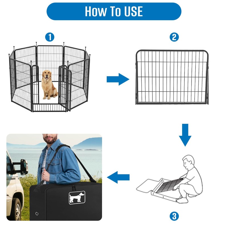 SIRUITON Dog Playpen Storage Bag Fits 24" H 8 Panels