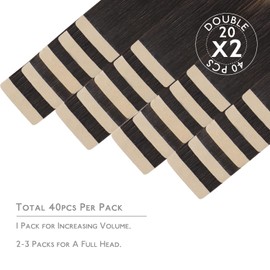 WENNALIFE Tape in Hair Extensions Human Hair, 40pcs 100g 16 inch Balayage Dark Brown Mixed Chestnut Brown Hair Extensions Real Human Hair Straight Tape in Extensions Invisible Human Hair Extensions