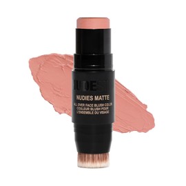 Nudestix Nudies Blush Stick – 3-in-1 Cream Blush for Cheeks, Eyes & Lips with Built-In Brush | Soft Matte Finish for a Natural Flush | Bare Back