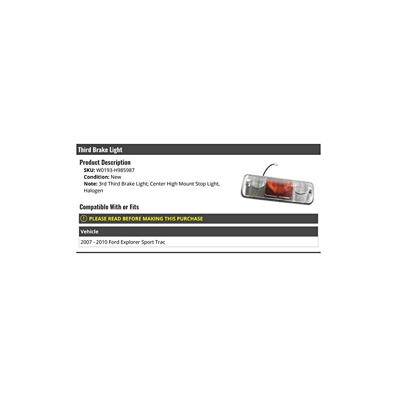 3rd Third Brake Light Lens - Center High Mount Stop