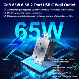 65W USB C Outlet,KCMYTONER High Speed Charging USB C Wall Outlet, Type C Supports PD 3.0, Type A Supports Quick Charger 3.0,15A Outlet with USB C, Wall Plate Included, UL Listed 3PK