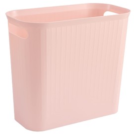 rejomiik cubeta de basura pequeño, cubeta de basura delgado de 3.5 galones, contenedor de basura de plástico con asas para baño, recámara, oficina, hogar, recámara, cocina, rectangular, rosa roseta