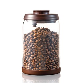 Tourdeus Glass Coffee Jar for Coffee Bar 900 ml – Pop Top Air Tight Coffee Bean Container with CO2 Valve, 30 Oz Coffee Storage Airtight Canister, Brown