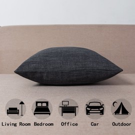 Jeanerlor Solid Linen 18"x18" Throw Pillow Cover/Euro Sham/Cushion Sham, Rusticstyle Pillow Cases Indoor (Dark Grey)