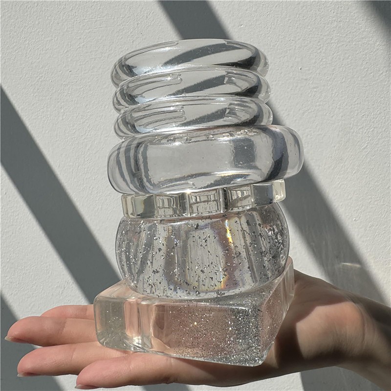 HIIXHC Jelly Resin Cuff Bangle Bracelets for Women Wide Acrylic