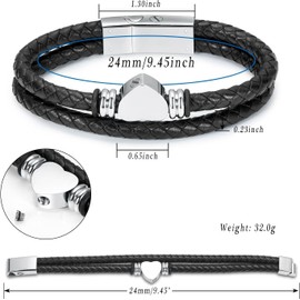 Urn Bracelet for Ashes for Women Men Cremation Jewelry Men's Braided Leather Urn Bracelet Cremation Bracelet Bangle Keepsake Jewelry