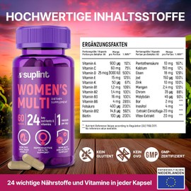 Multivitamin for Women – Complete A-Z Vitamin & Mineral Complex – High-Dose Tablets with Zinc, Biotin, A, C, D, E, B6, B12, K – 60 Capsules