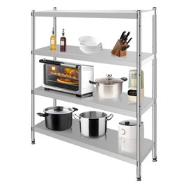 Garvee Stainless Steel Shelves,24x14x45 in Storage Shelf 4-Tier Heavy Duty Adjustable Shelf Unit for Kitchen Garage Office Restaurant Warehouse,330lb Per Shelf