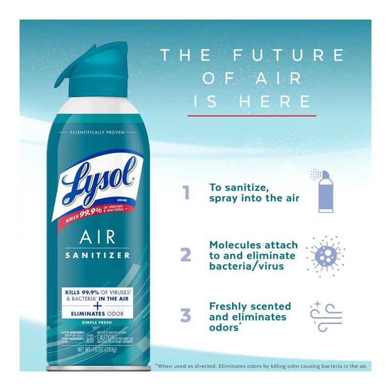 Lysol Air Sanitizer Spray, For Air Sanitization and Odor Elimination,