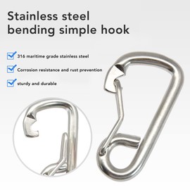 Marine Carabiner Clip, 316 Stainless Steel Snap Hook Spring Connector, Heavy Duty Carabiner Clip Hooks Outdoor for Gym Camping Keychain Ropes, Keychain, Dog Leashes, Marine Grade
