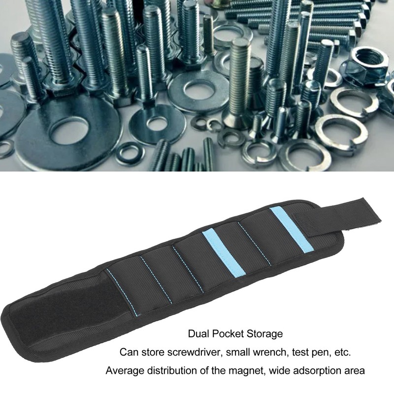 5 Grids Magnetic Wristband 20 Strong Magnets Tool Holder Black