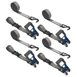 Secure Tite Ratchet Straps 4-Pack – 1-1/2” x 20’ Ratcheting Tie Down – Truck Tie Down Straps with Hooks, Vinyl Coated Double J-Hook, 1667 lbs. Working Load Limit, 5000 lbs. Break Strength
