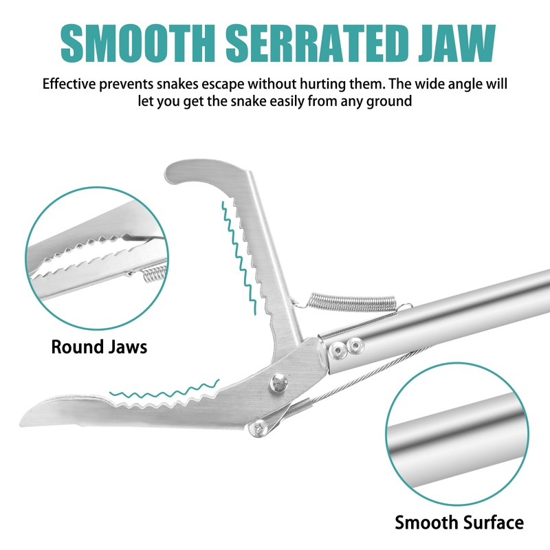 Repgfor 50" Collapsible Stainless Steel Snake Grabber Tool: Multi-Functional Hook,