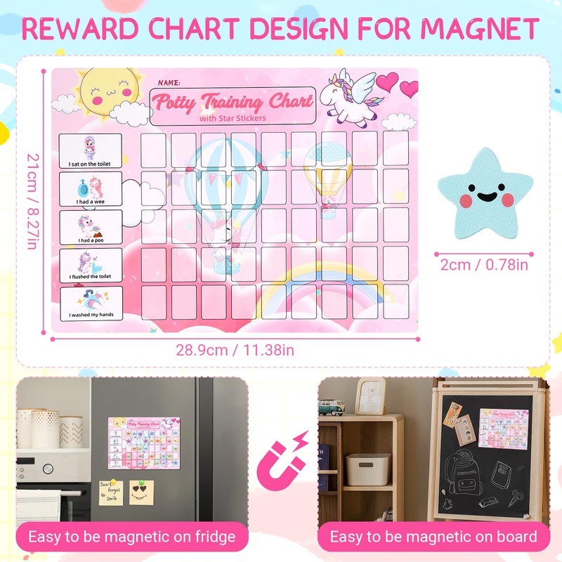khlerox Potty Training Chart for Toddlers with 63 Reusable Magnetic