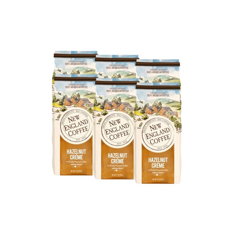 New England Coffee Hazelnut Crème Medium Roast Ground Coffee, 11oz