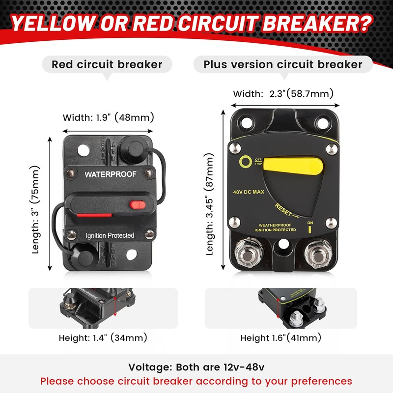 RED WOLF BS6080 80A Amp Circuit Breaker W/Manual Reset Switch
