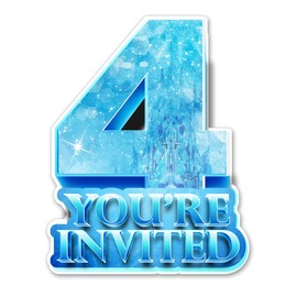 Bifez 20 Ice Queen 4th Birthday Party Invitations with Envelopes Double Sided Winter Snowflake Shaped Fill-in Invitations Invites for 4 Year Old