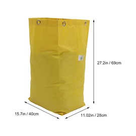 UKCOCO Janitorial Cart Bag, Yellow, Canvas, Solid, 69.00X40.00X28.00cm, 6 Metal Hanging Holes, Replacement Bag for Cleaning Carts in Hotels
