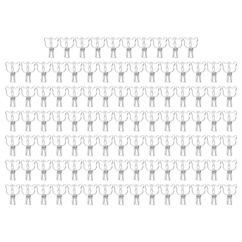 100pcs Binder Clip Hollow Cartoon Bear Long Tail Metal Paper