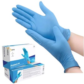 *BOX OF 100* Disposable Nitrile Gloves Blue [ MEDIUM ] Examination Gloves [ Powder, Latex Free ] Food Preparation, Tattoo, NHS, Care Home Work, Cleaning, Multi-Purpose Gloves