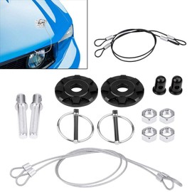 GOTOTOP Hood Lock,2.5" Universal CNC Aluminum Hood Pin Lock Latches Lock Appearance Kit for Car Vehicle Racing (2pcs) (Black)