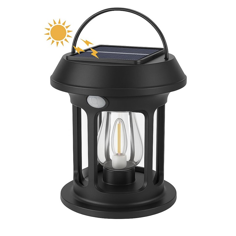 Solar Outdoor LED Lantern with Motion Sensor, Portable Hanging Light,