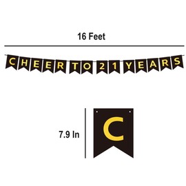 CHEERS TO 21 YEARS Banner, Pre-Strung, Black Gold 21st Birthday and Anniversary Party Decorations, Happy 21st Birthday Banner, Twenty-one Anniversary Party Banner, 21 Year Old Blessed & Loved Banner