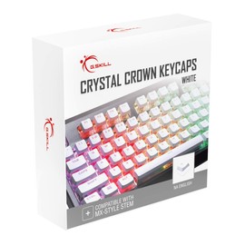 G.Skill Crystal Crown Keycaps - Juego de Teclas con Capa Transparente para teclados mecánicos, Llave Completa de 104, diseño estándar ANSI 104 en inglés (EE. UU.) - Blanco