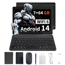 Veidoo 2 in 1 Portable Android Tablet with Keyboard, Mouse & Stylus, Tablet 10.1 inch IPS HD Screen with 7GB RAM (3GB+4GB) 64GB ROM Expandable to 512GB, Octa-Core Processor, WiFi 6