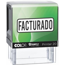Sello Automático Empresarial, 1.4 x 3.8 cm, Frases Comerciales, Tinta Negra, Printer 20 STAMPLY (ACEPTADO)