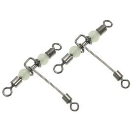 PATIKIL 3 Way Swivel 97lbs, 25 Pack Cross Line T Turn Rolling Terminal Tackle with Luminous Beads for Catfish Surf Rig, Black