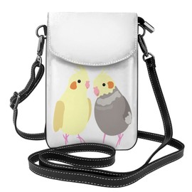 JMI Two Cockatiels Smartphone Pouch, Genuine Leather, Shoulder Bag, Thin, Women's, Men's, Mini Pouch, Popular, Wallet, Crossbody Bag, Height 7.5 x Width 4.9 x Thickness 1.6 inches (19 x 12.5 x 4 cm),