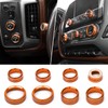 PDKLIN for Silverado Center Console Knob Cover Trim Ring Orange