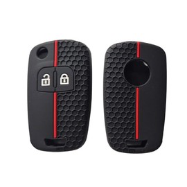 StyleC car key compatible with VAUXHALL ASTRA J ADAM ZAFIRA C remote key cover 2 button flip case body protector (Black/Red)