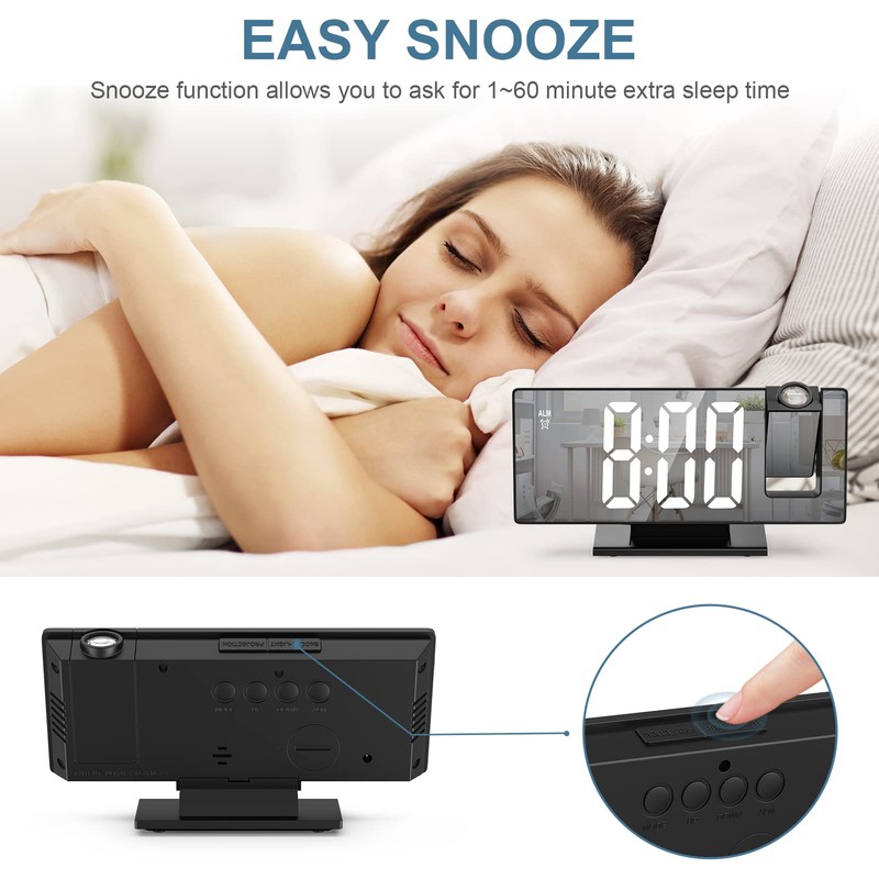Ankilo Projection Alarm Clock, Digital LED Clock, Electronic Table Clock,