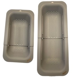 AHASON'S Over The Sink Colander Strainer Basket, Wash Vegetables and Fruits, Drain Cooked Pasta, Extendable Basket (Grey)