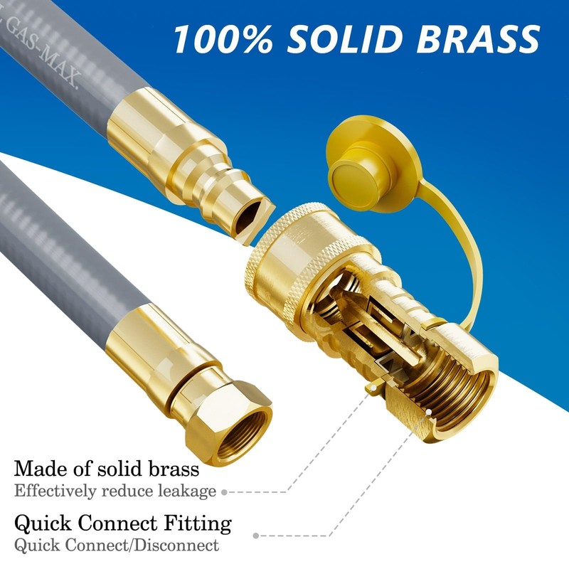 NUPICK 48FT 3/8" Natural Gas Hose,Natural Gas Quick Connect Hose