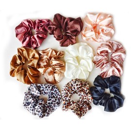 Aukuson,10 pack satin headband Elastic headband High ponytail rubber band women's headband 4.3 inches 10 classic colors