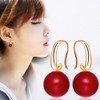 Merdia Charming Earrings Drop Simulated Pearl Hook 12MM Red Earrings