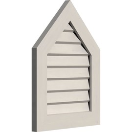 Ekena Millwork GVWPE24X3202SDPPI-09 Peaked Top Gable Vent Decorative Face, 24" Wx32 H (29" Wx37 1/8" H Frame Size) 9/12 Pitch, Primed Non-Functional Smooth Pine