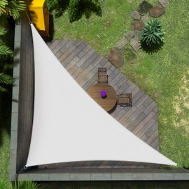 Amgo Custom Size Right Triangle 8' x 13' x 15.3' White Triangle Sun Shade Sail ATAPRT20 Canopy Awning, 95% UV Blockage, Water & Air Permeable, Commercial and Residential (Available for Custom Sizes)