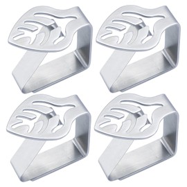 Lithyc Pack of 4 Tablecloth Clips - Table Clips for Garden Tables - Tablecloth Clips, Adjustable Tablecloth Clips, Table Cover Clips, for Thick Tables Garden Table (Leaf)