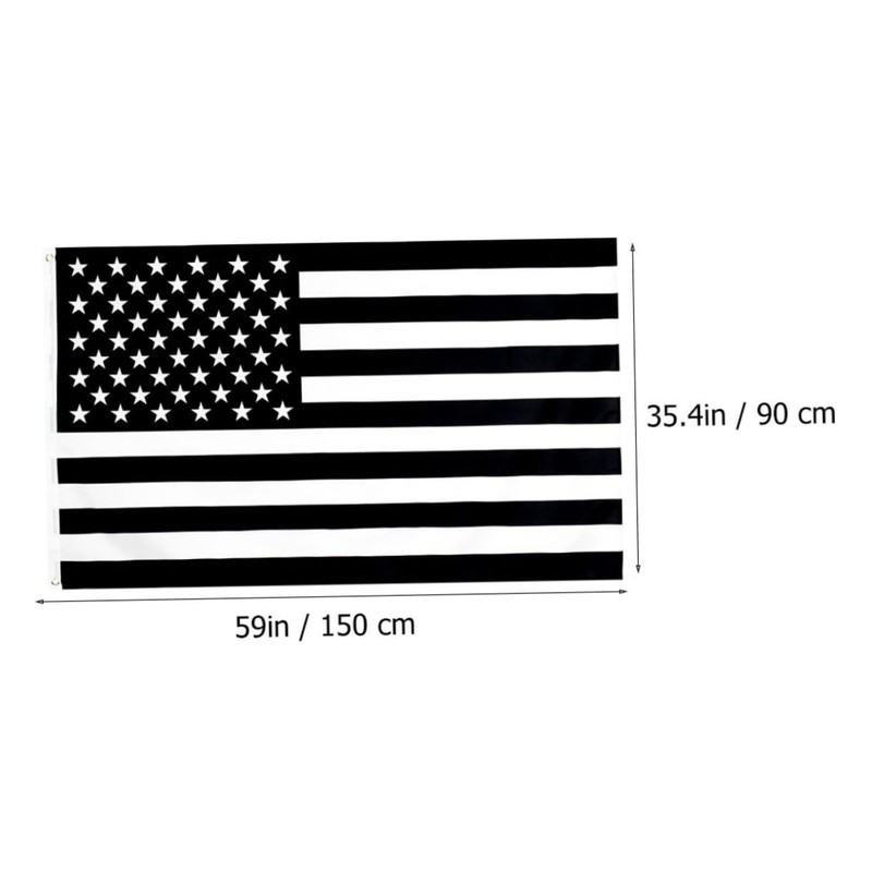 Sosoport 1pc American Flag Garden Banner Decoration Black White Stripe