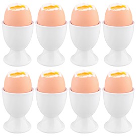 BAIFULAI Set of 8 Plastic Egg Cups, White Egg Cup with Base for Breakfast Table, for Any Breakfast Table, Hard and Soft Boiled Eggs, White