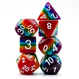 World of Dice Bifröst Rainbow Dice - 7-Piece Pen and Paper Dice Set for Dungeons and Dragons, Aborea and All Other RPG, Colourful Role Playing Dice