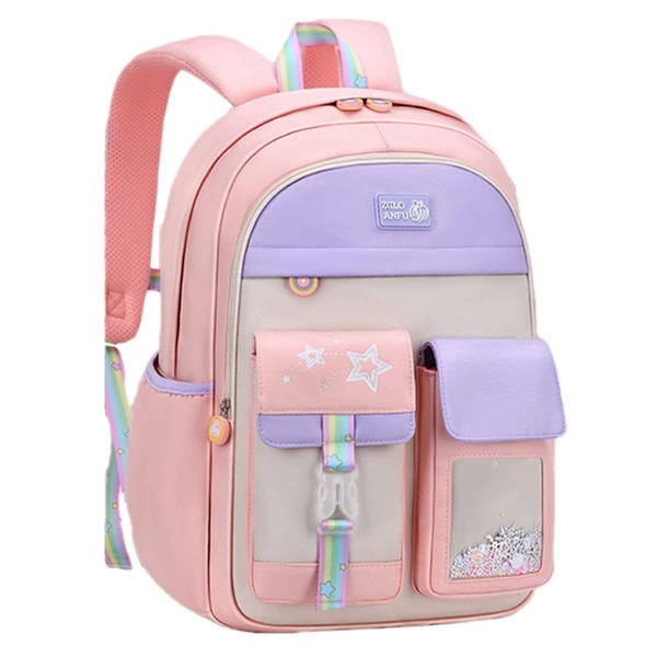 Cute Coloful Casual Daypack for Girls,Teens Elementary School Backpack,Primary Book Bags forTeens Gradient Purple-S